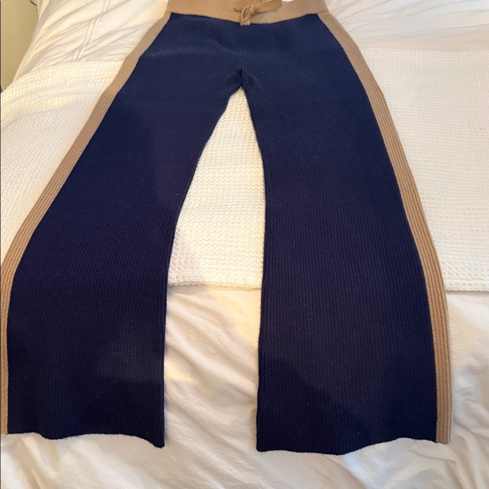 Wide Leg Navy and Tan Pants